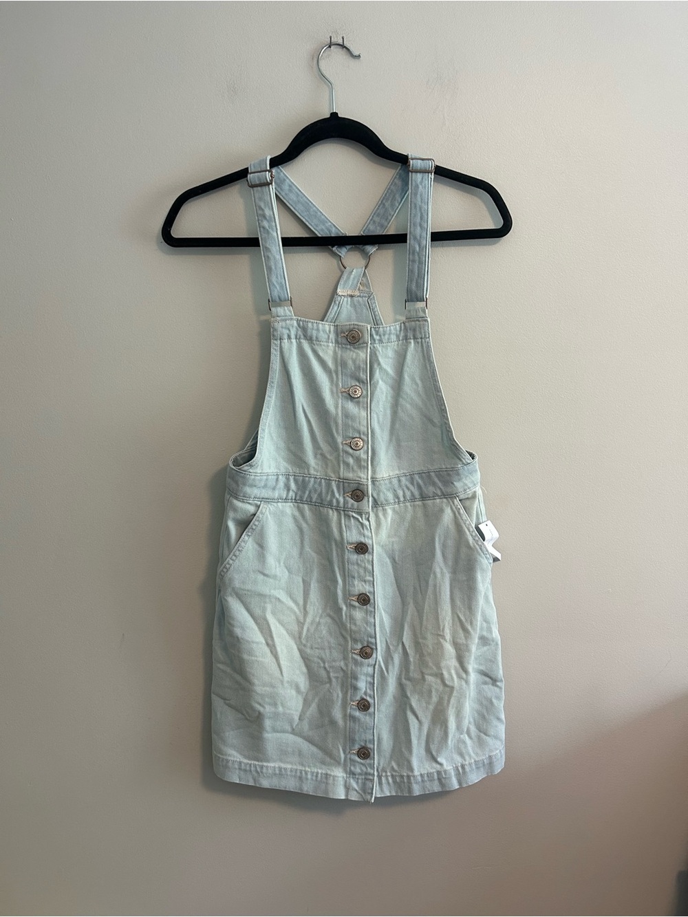 NEW American Eagle Outfitters small Light Wash Denim button down Overall Dress